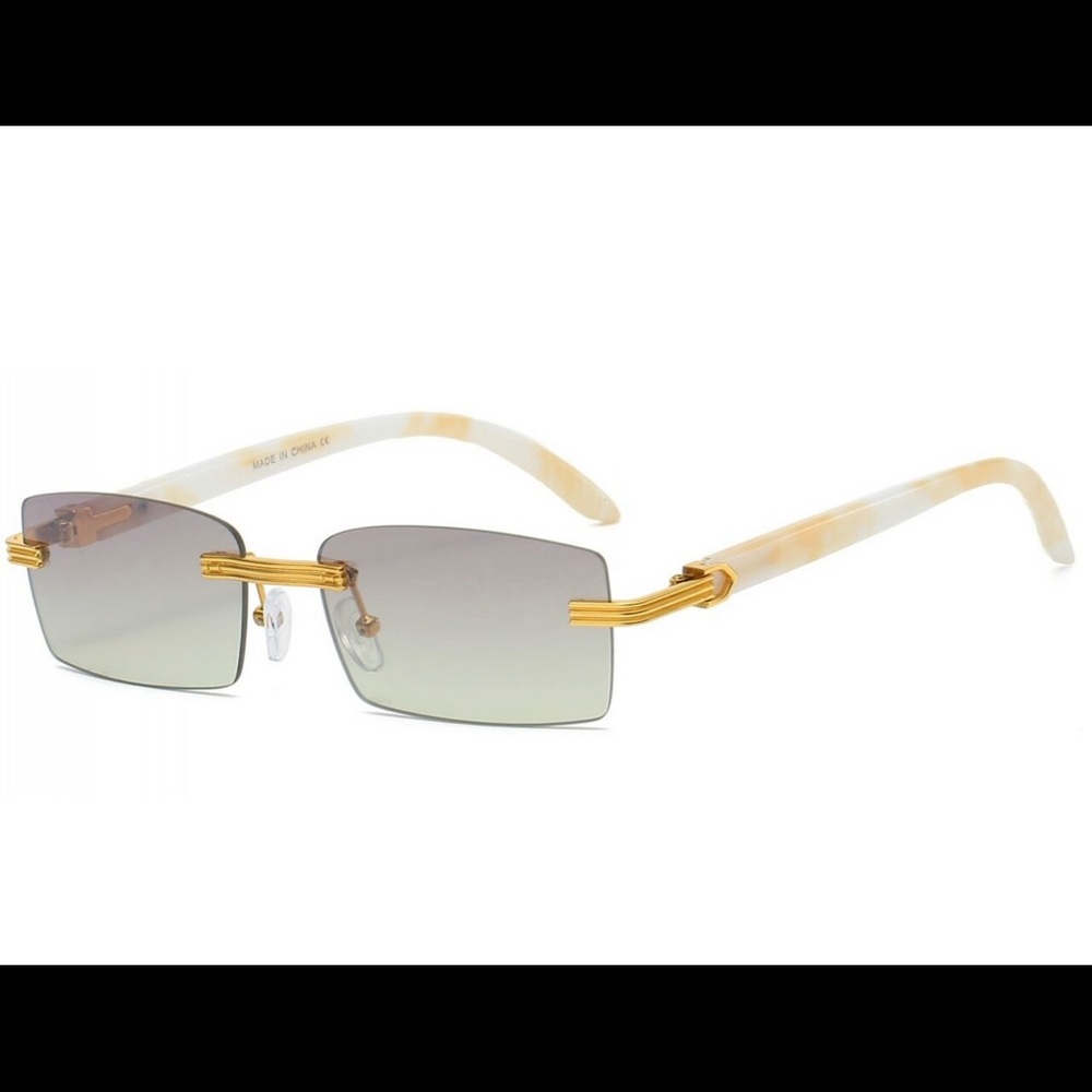 Men Sunglasses Gold Frame Designer Elegant Hip Hop Style Rapper Green Marble New